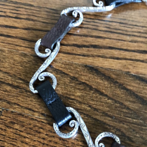 Brighton, Black & Brown Leather and Silver Adjustable Belt! main image 5